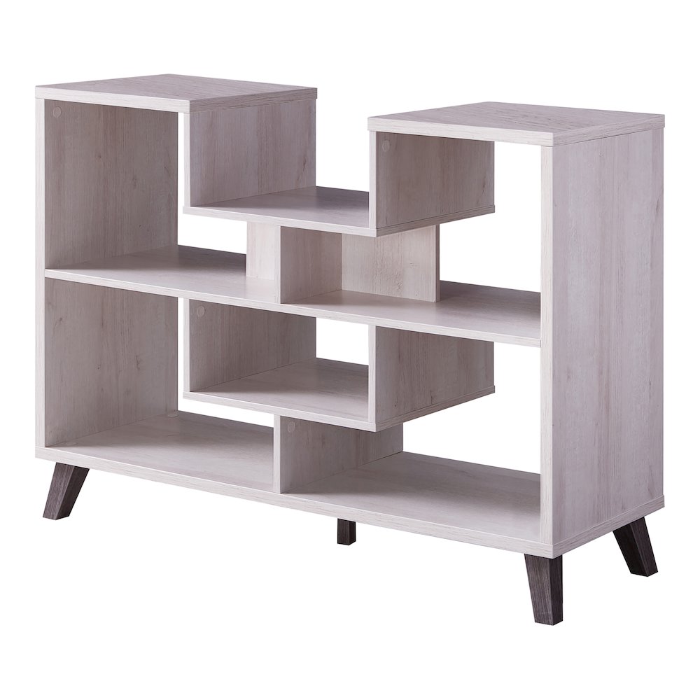 Nova Wood 6-Shelf Display Console Table in White Oak