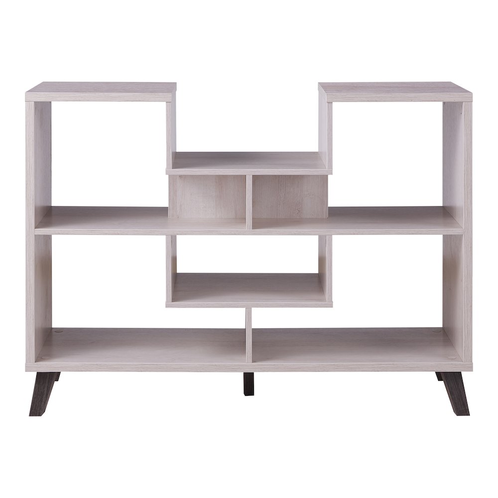 Nova Wood 6-Shelf Display Console Table in White Oak