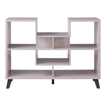 Nova Wood 6-Shelf Display Console Table in White Oak