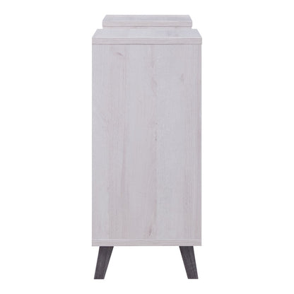 Nova Wood 6-Shelf Display Console Table in White Oak