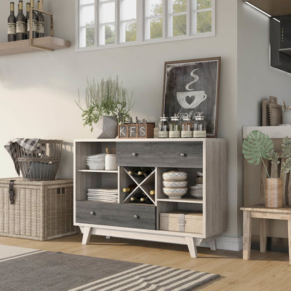 Tannery Wood Multi-Storage Buffet in Distressed Gray