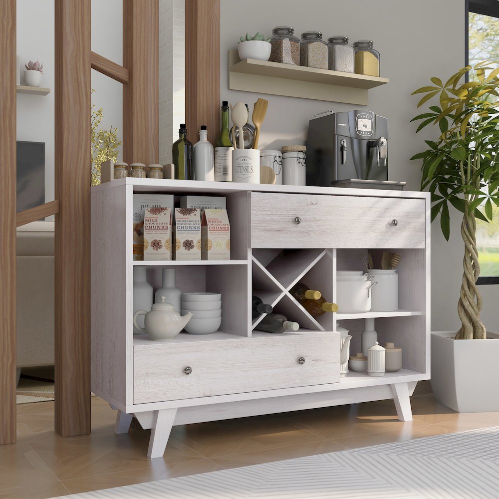 Tannery Wood Multi-Storage Buffet in White Oak