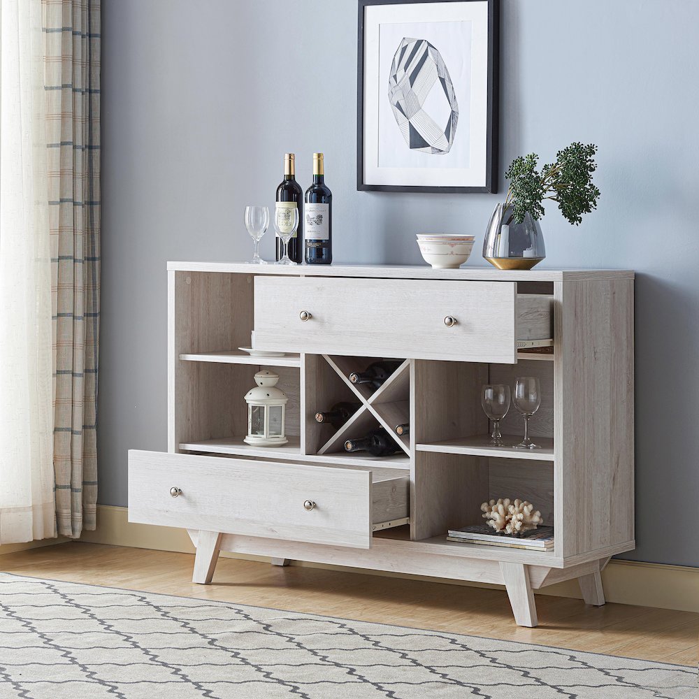 Tannery Wood Multi-Storage Buffet in White Oak
