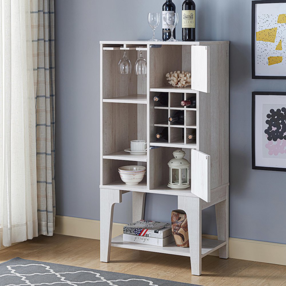 Doxnar Contemporary Wood Wine Rack in White Oak