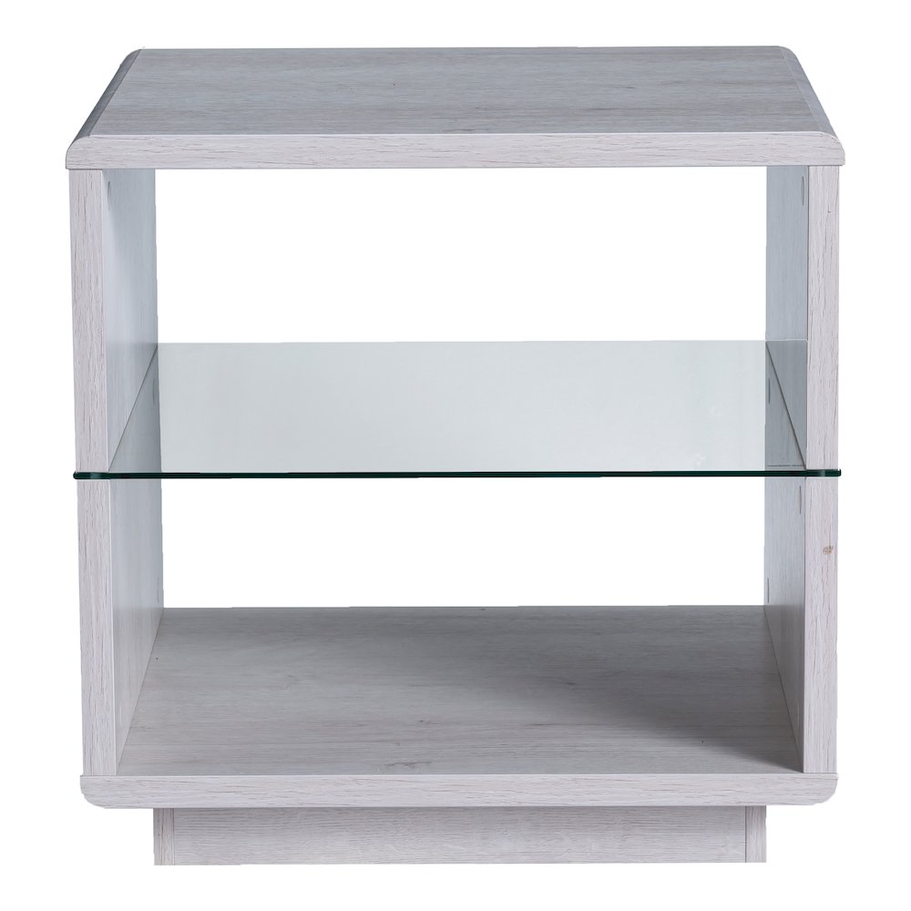 Celma Wood 2-Shelf End Table in White Oak