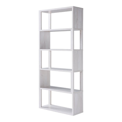 Deini Transitional Wood 5-Shelf Bookcase in White Oak