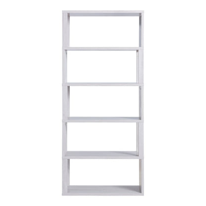 Deini Transitional Wood 5-Shelf Bookcase in White Oak