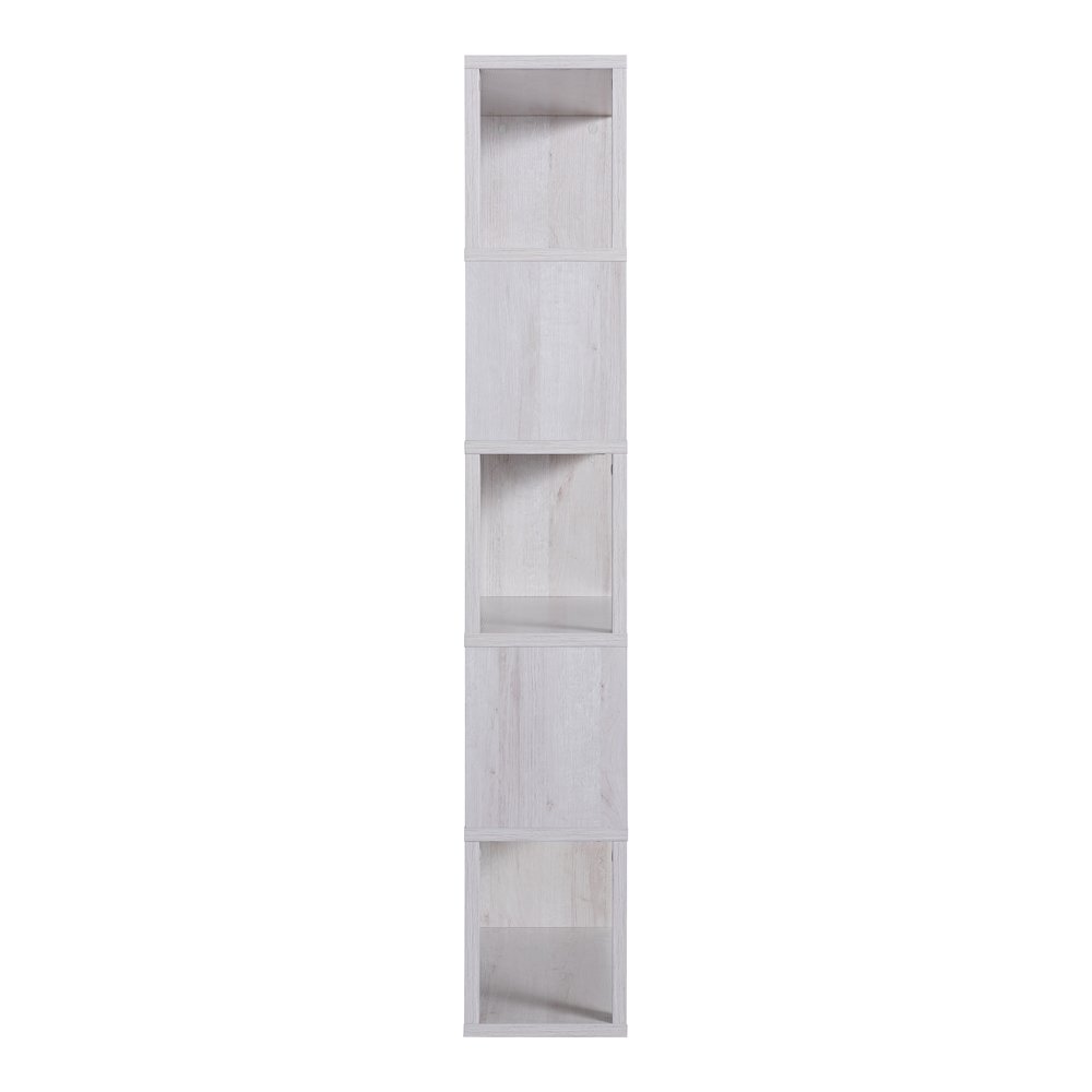 Deini Transitional Wood 5-Shelf Bookcase in White Oak