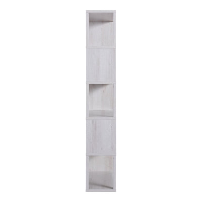 Deini Transitional Wood 5-Shelf Bookcase in White Oak