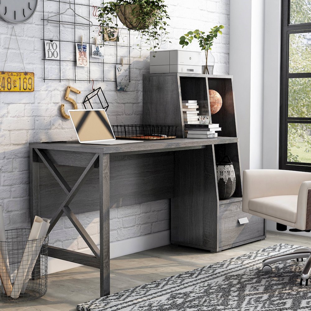 Axela Wood Multi-Storage Desk