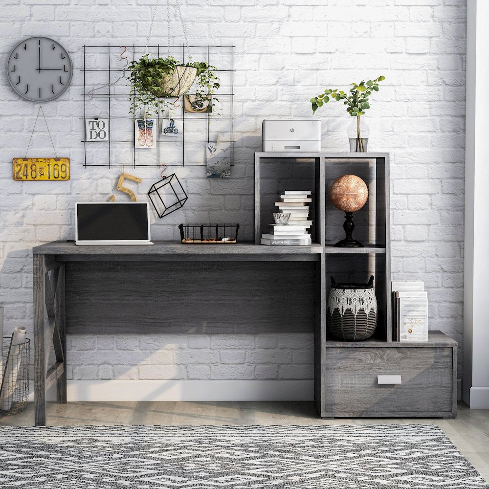 Axela Wood Multi-Storage Desk