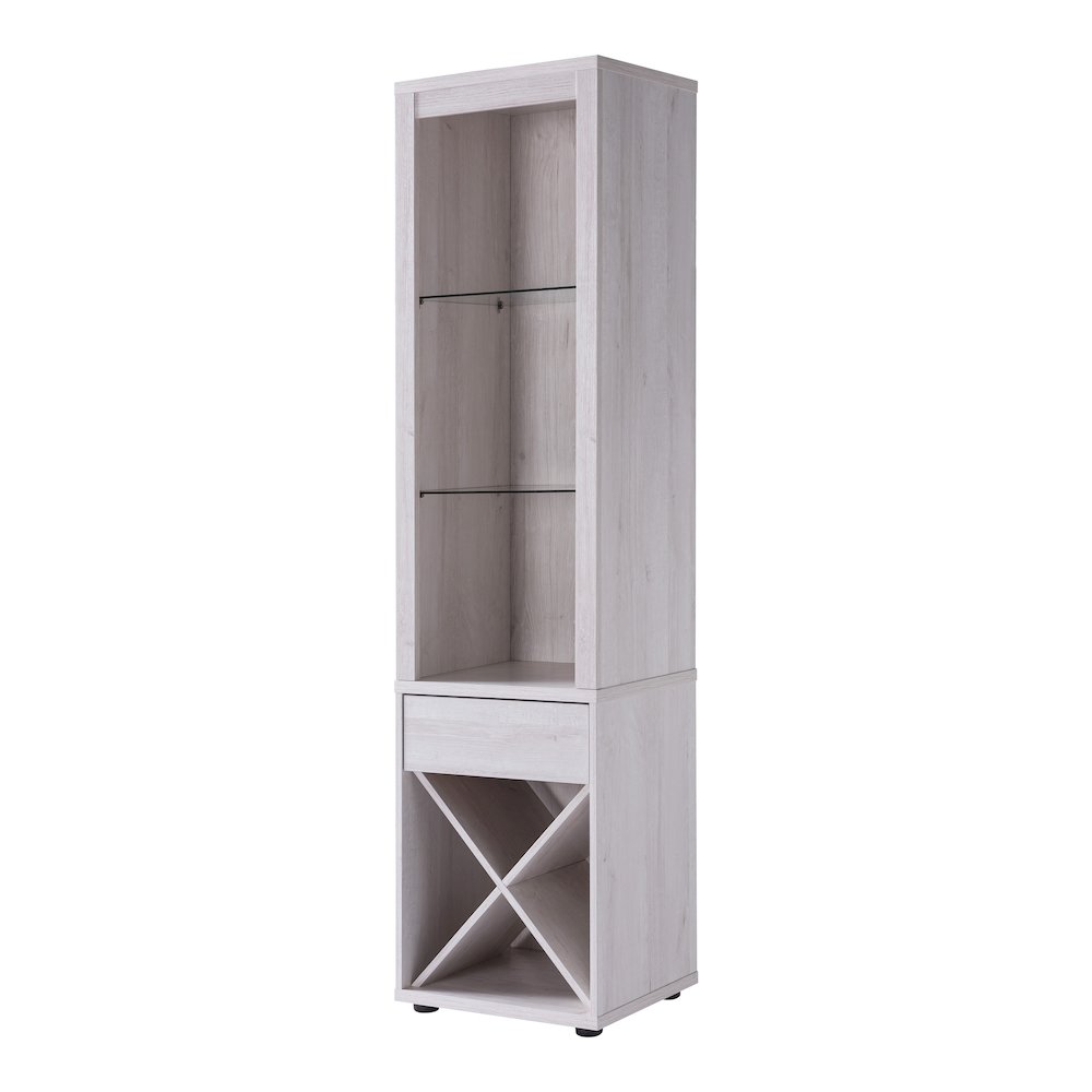 Mette Transitional Wood Multi-Storage Curio in White Oak