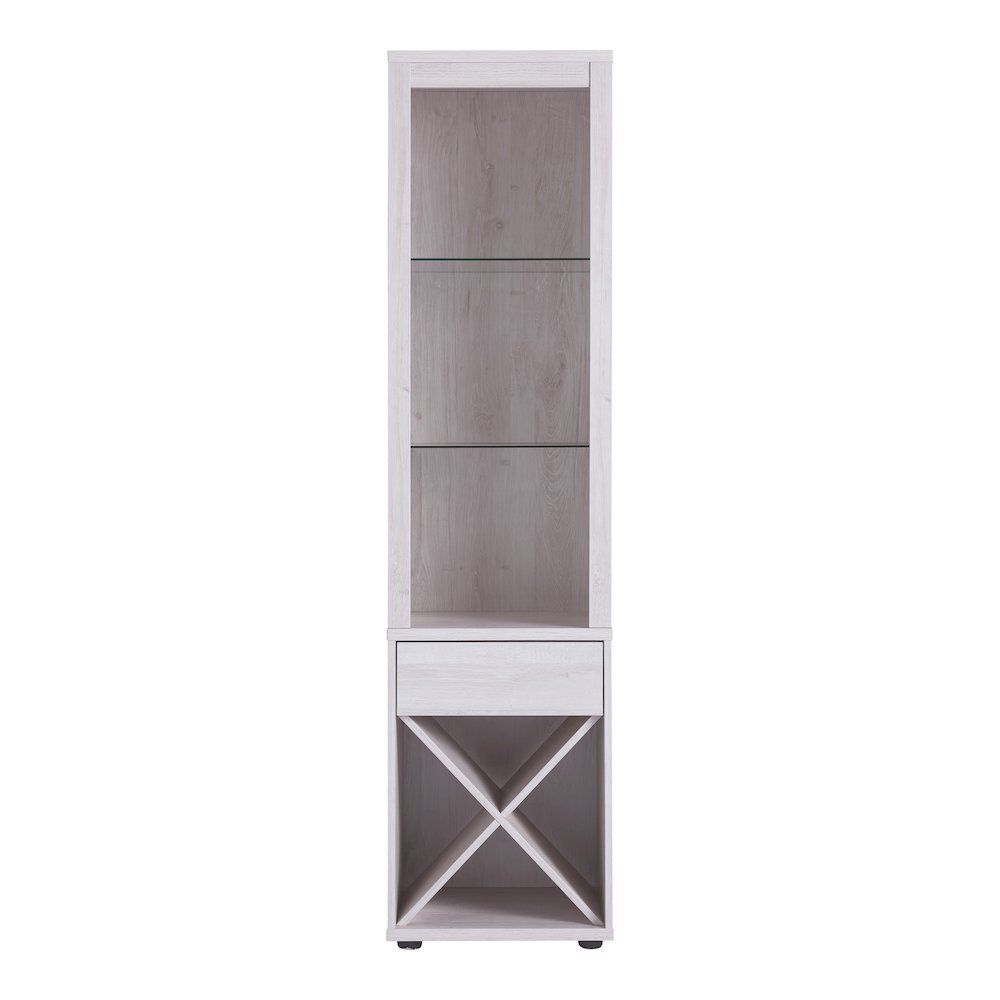 Mette Transitional Wood Multi-Storage Curio in White Oak