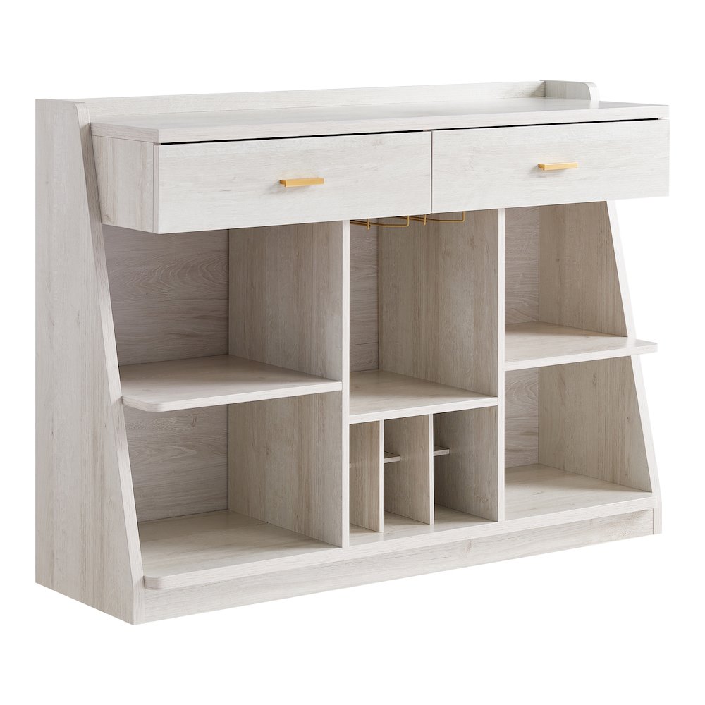 Flyn Wood Multi-Storage Wine Cabinet in White Oak