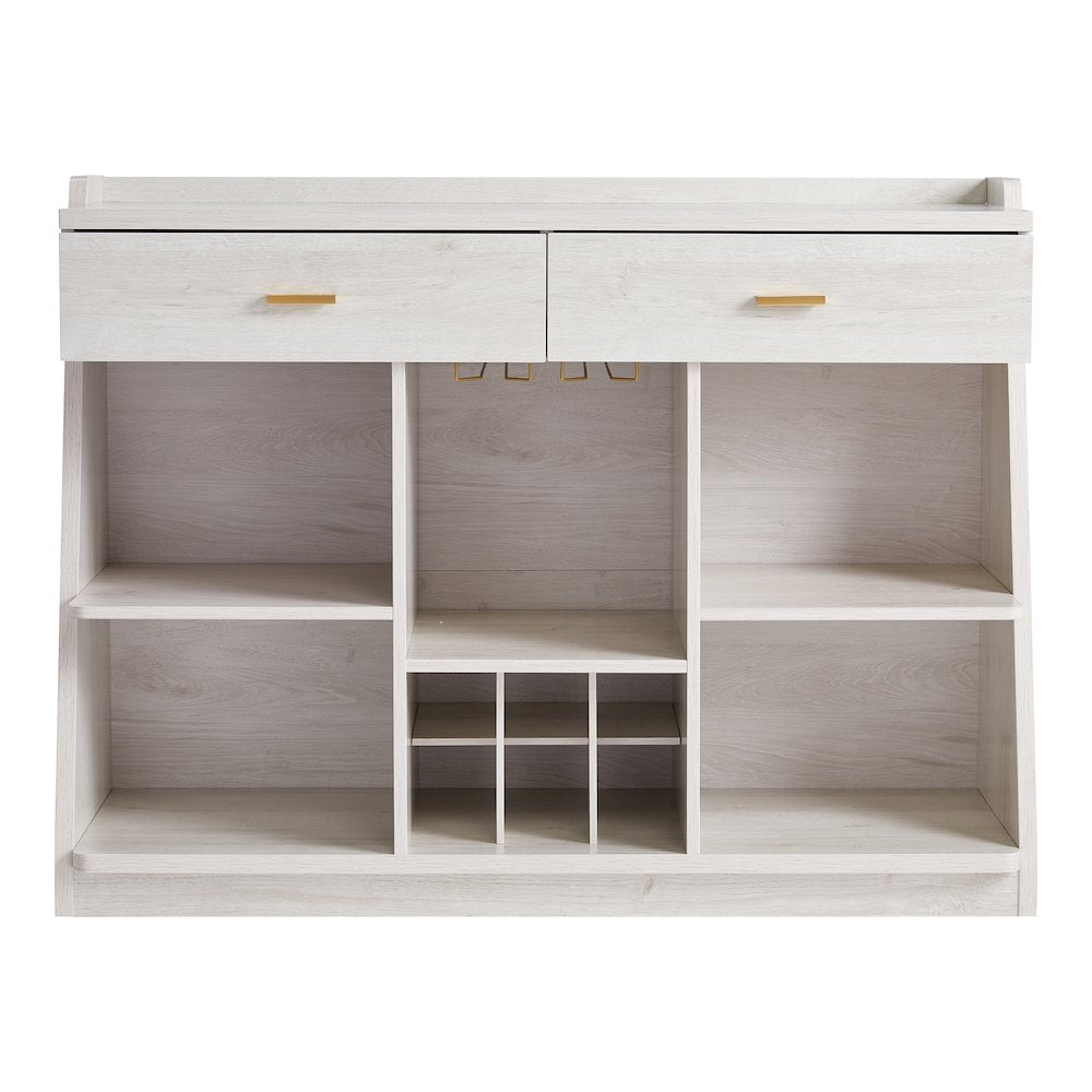 Flyn Wood Multi-Storage Wine Cabinet in White Oak