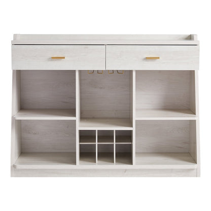 Flyn Wood Multi-Storage Wine Cabinet in White Oak
