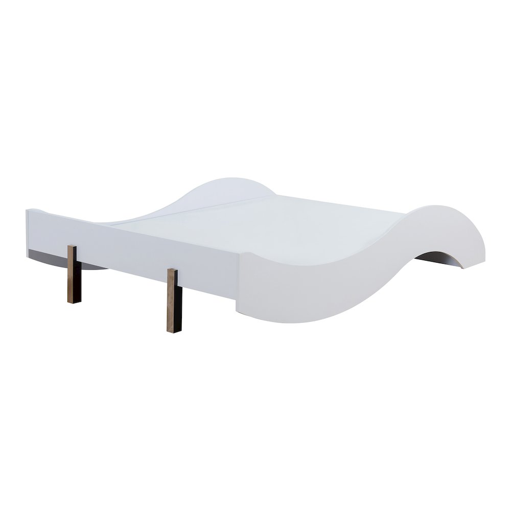 Zeta Modern White Curved Low-Profile Platform Bed