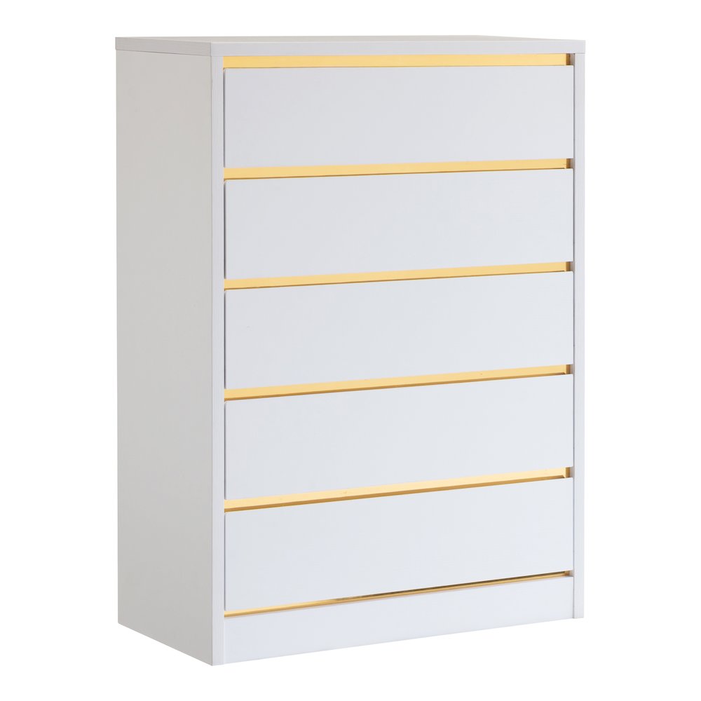 Kaol Modern Wood 5-Drawer Chest in White