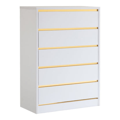 Kaol Modern Wood 5-Drawer Chest in White