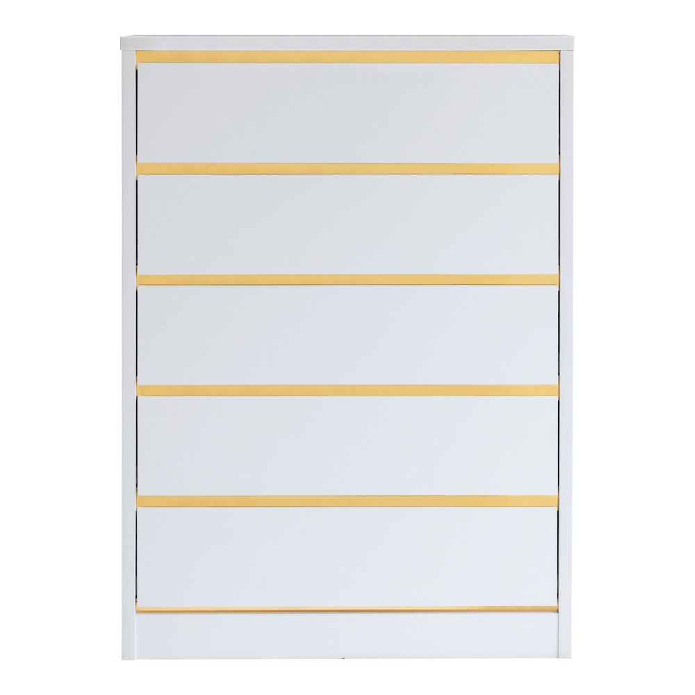 Kaol Modern Wood 5-Drawer Chest in White