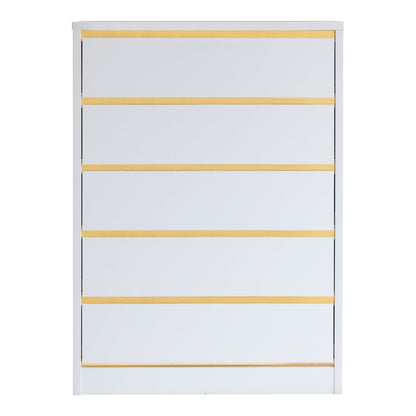 Kaol Modern Wood 5-Drawer Chest in White
