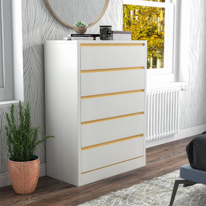 Kaol Modern Wood 5-Drawer Chest in White