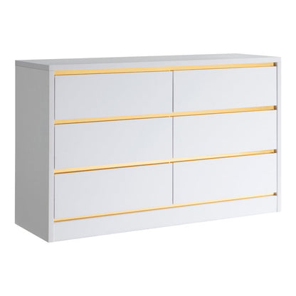 Verent Modern Wood 6-Drawer Dresser in White