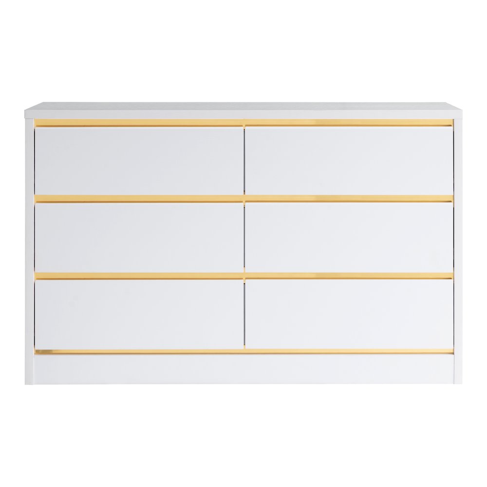 Verent Modern Wood 6-Drawer Dresser in White