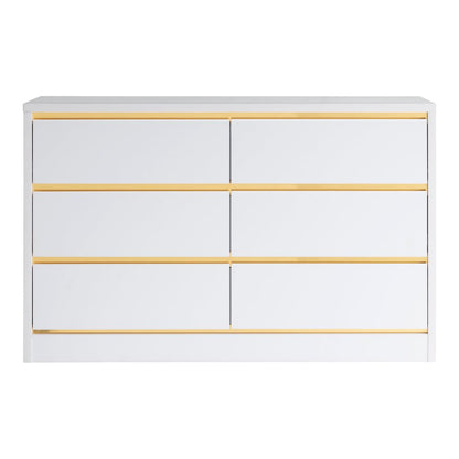 Verent Modern Wood 6-Drawer Dresser in White