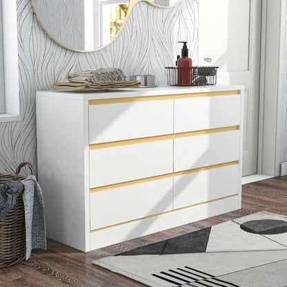 Verent Modern Wood 6-Drawer Dresser in White