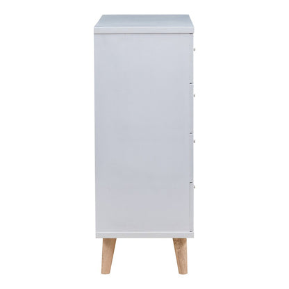 Pives Mid-Century Modern Wood 4-Drawer Chest in White
