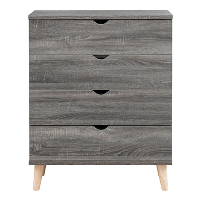 Pives Mid-Century Modern Wood 4-Drawer Chest in Dark Gray