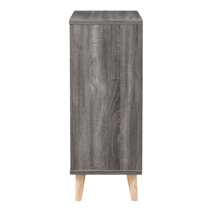 Pives Mid-Century Modern Wood 4-Drawer Chest in Dark Gray