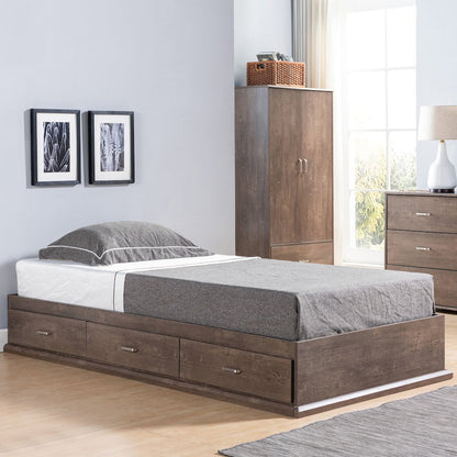 Fretzer Modern Brown 3-Drawer Storage Platform Bed