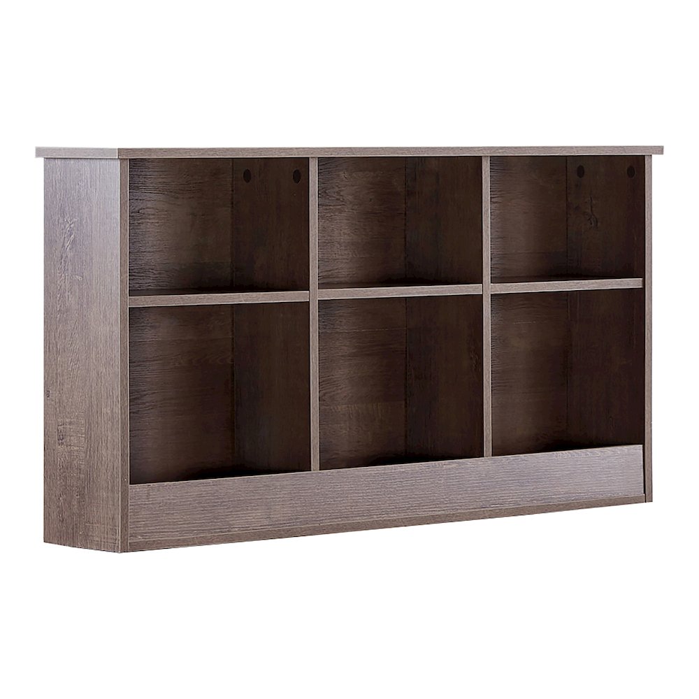 Uster 6-Shelf Wood Twin Bookcase Headboard, Walnut Oak