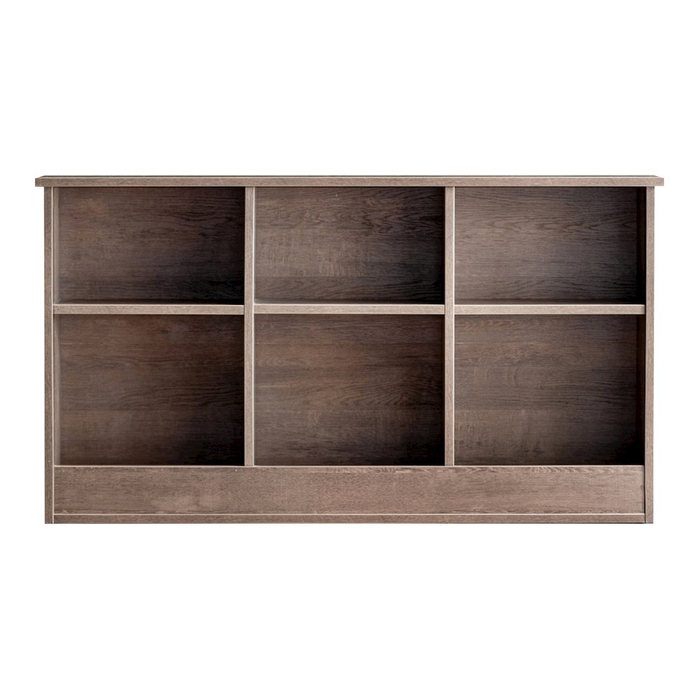 Uster 6-Shelf Wood Twin Bookcase Headboard, Walnut Oak