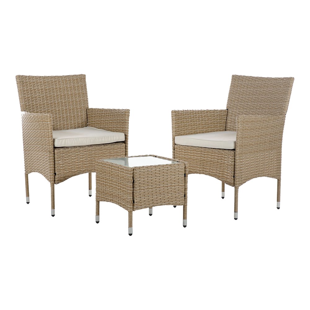 Fields 3-Piece Bistro Set in Natural PE Wicker / Rattan