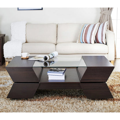 Addison Contemporary Wood Storage Coffee Table in Espresso