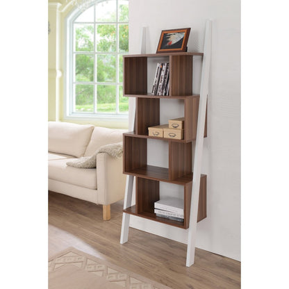 Lili Contemporary Wood 4-Shelf Bookcase in Light Walnut