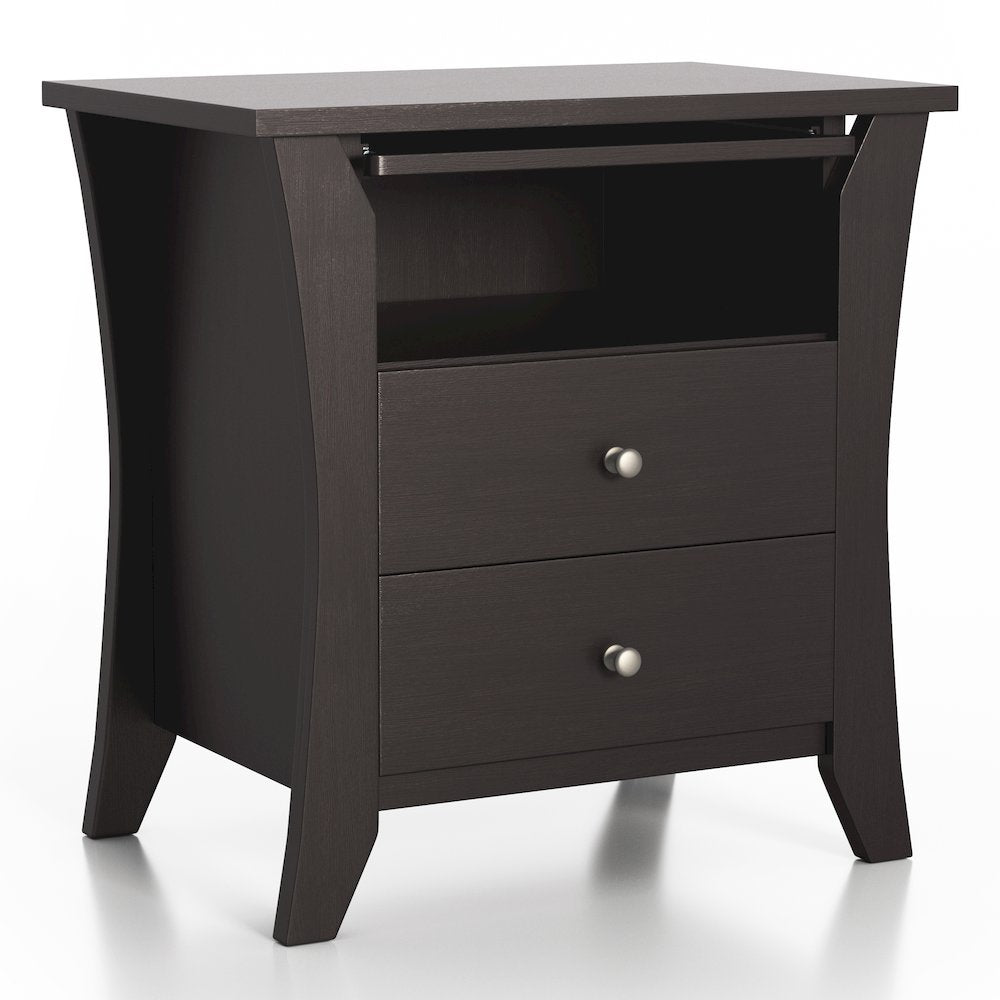 Grover Wood 2-Drawer End Table with Tray in Espresso