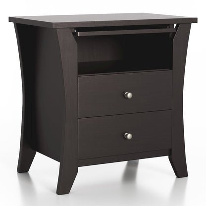 Grover Wood 2-Drawer End Table with Tray in Espresso