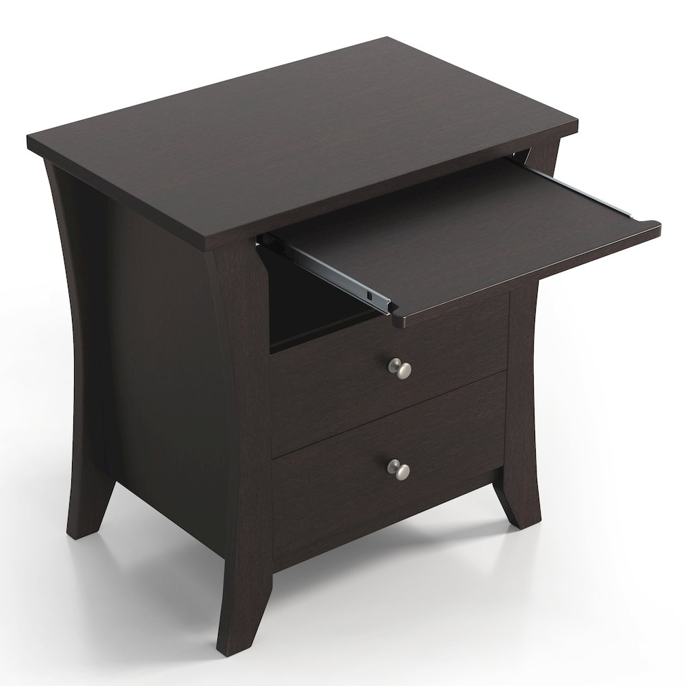 Grover Wood 2-Drawer End Table with Tray in Espresso