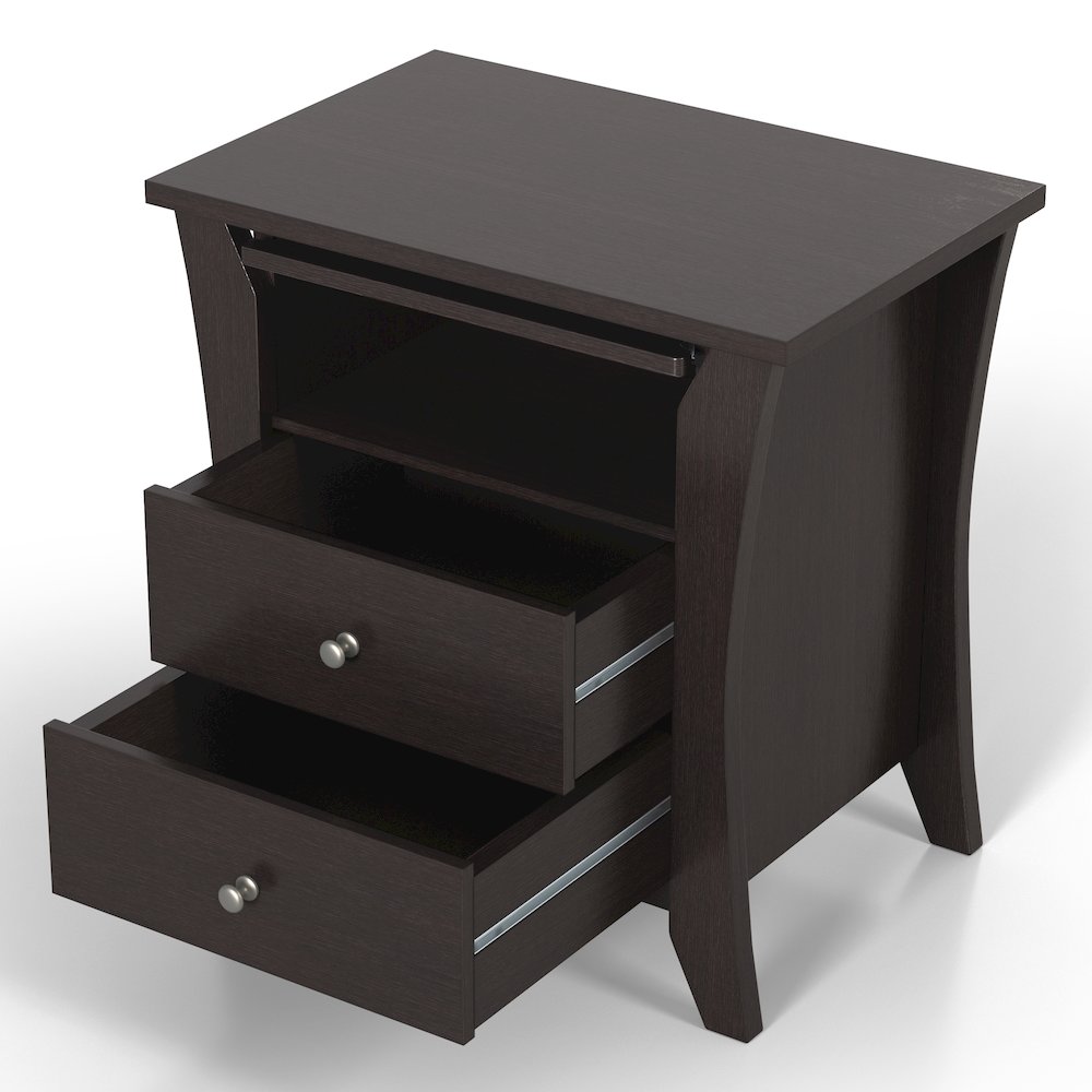 Grover Wood 2-Drawer End Table with Tray in Espresso