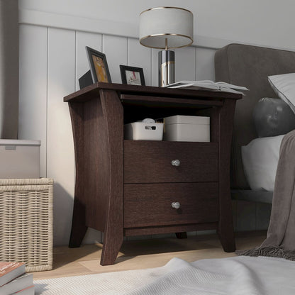 Grover Wood 2-Drawer End Table with Tray in Espresso