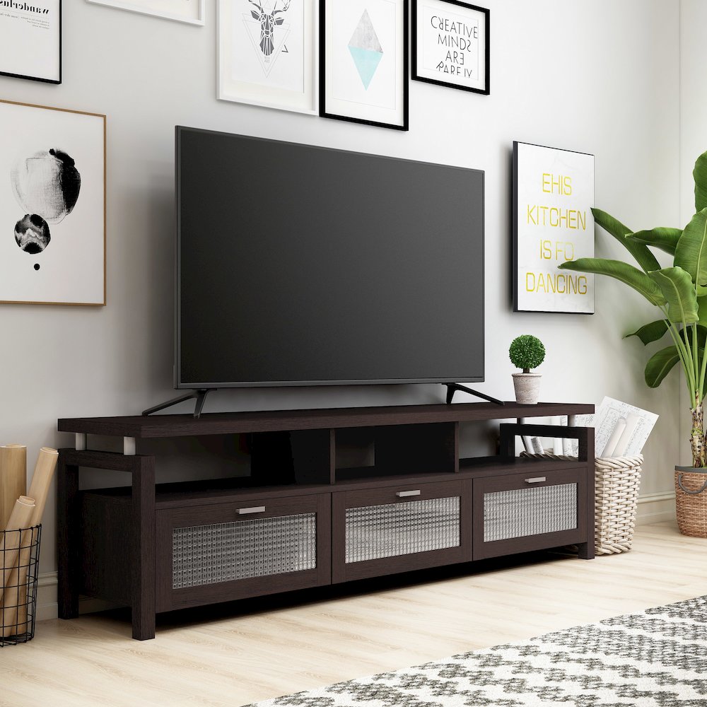 Missie Contemporary Wood Multi-Storage TV Stand in Espresso