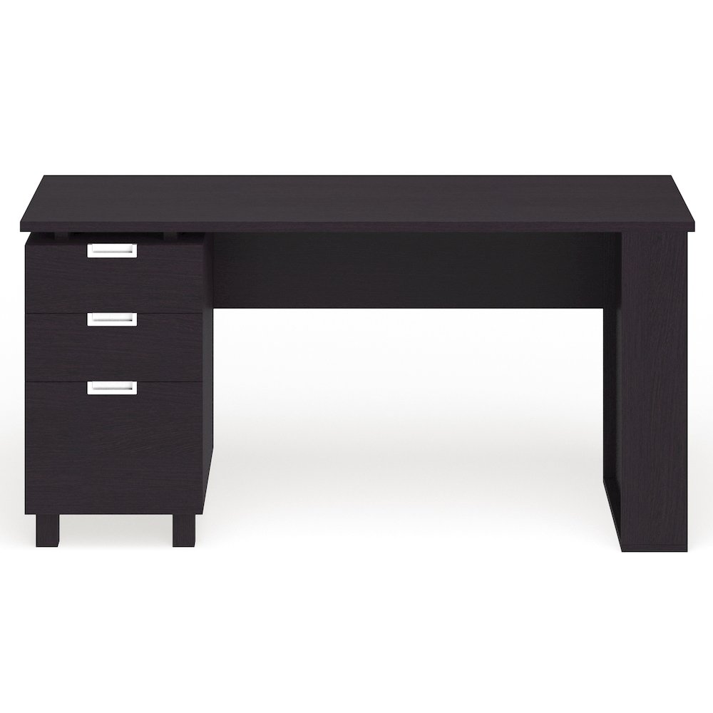 Nickolas Modern Wood 3-Drawer Office Desk in Espresso