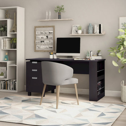 Nickolas Modern Wood 3-Drawer Office Desk in Espresso