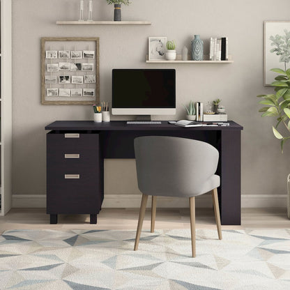 Nickolas Modern Wood 3-Drawer Office Desk in Espresso