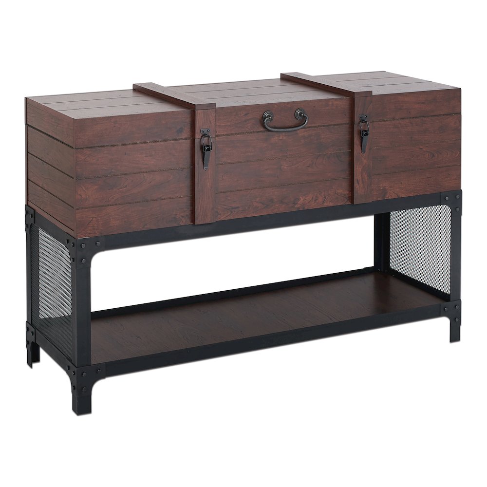 Alda Wood Lift Top Console Table in Vintage Walnut