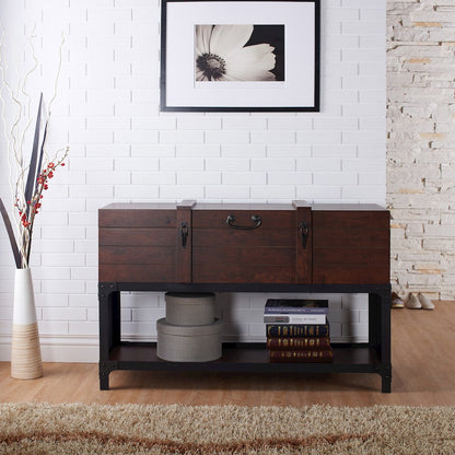 Alda Wood Lift Top Console Table in Vintage Walnut